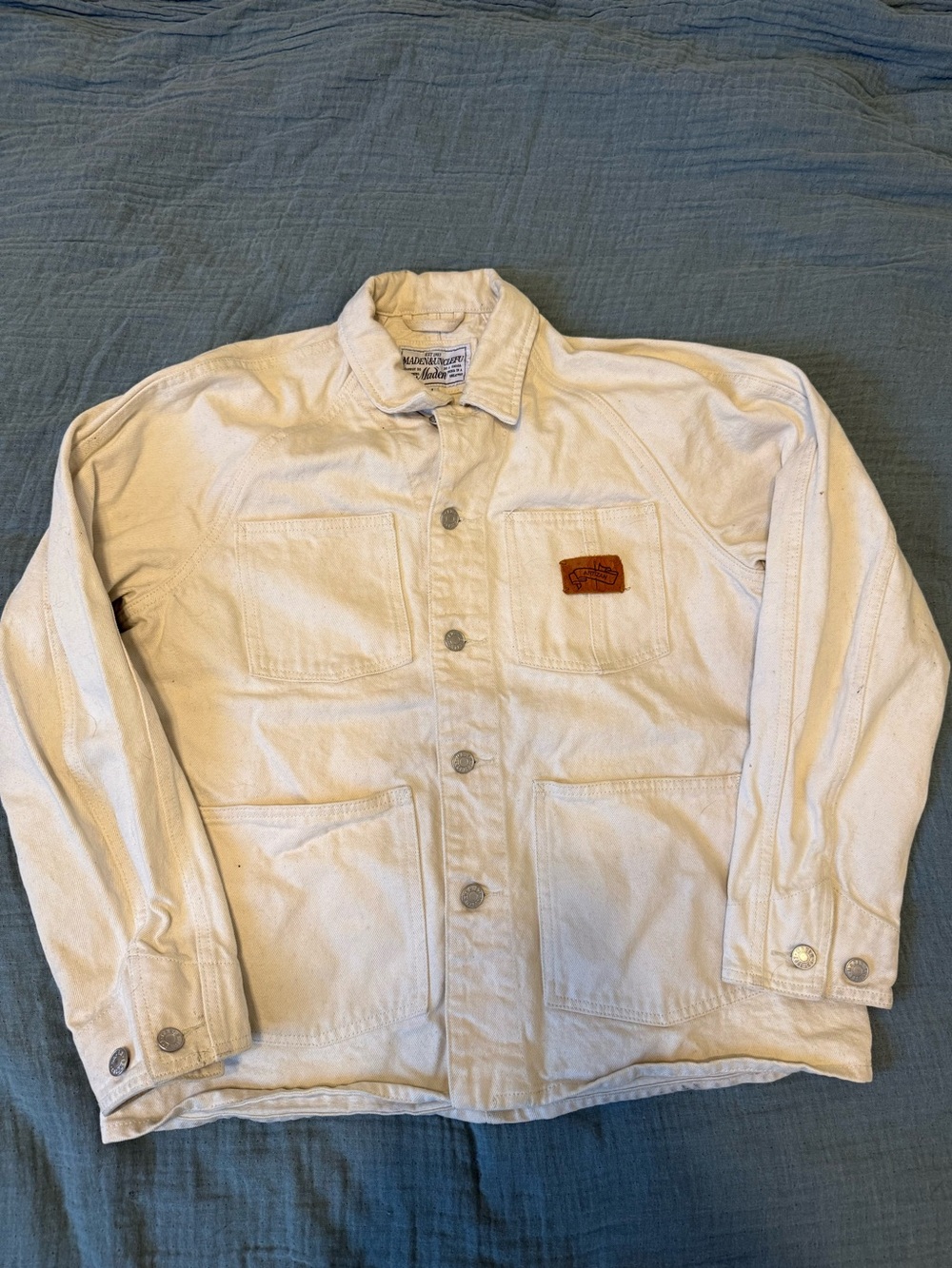 Men's Lightweight Canvas Chore Jacket in Off-White